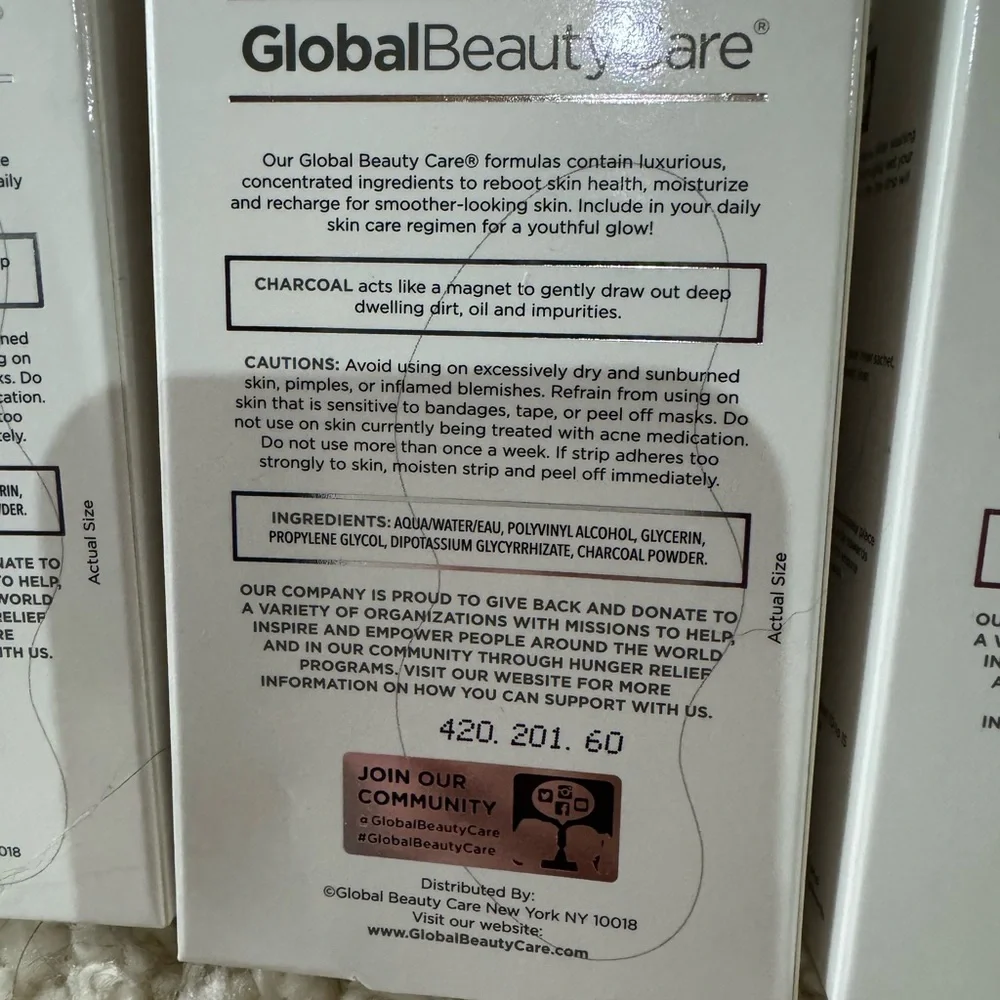 3 NIB Global Beauty Care Charcoal Nose Strips (18/box)‎